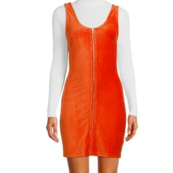 No Boundaries Fall Burnt Orange Pinafore Dress Zipper Dress Size XL NWT - Picture 1 of 5